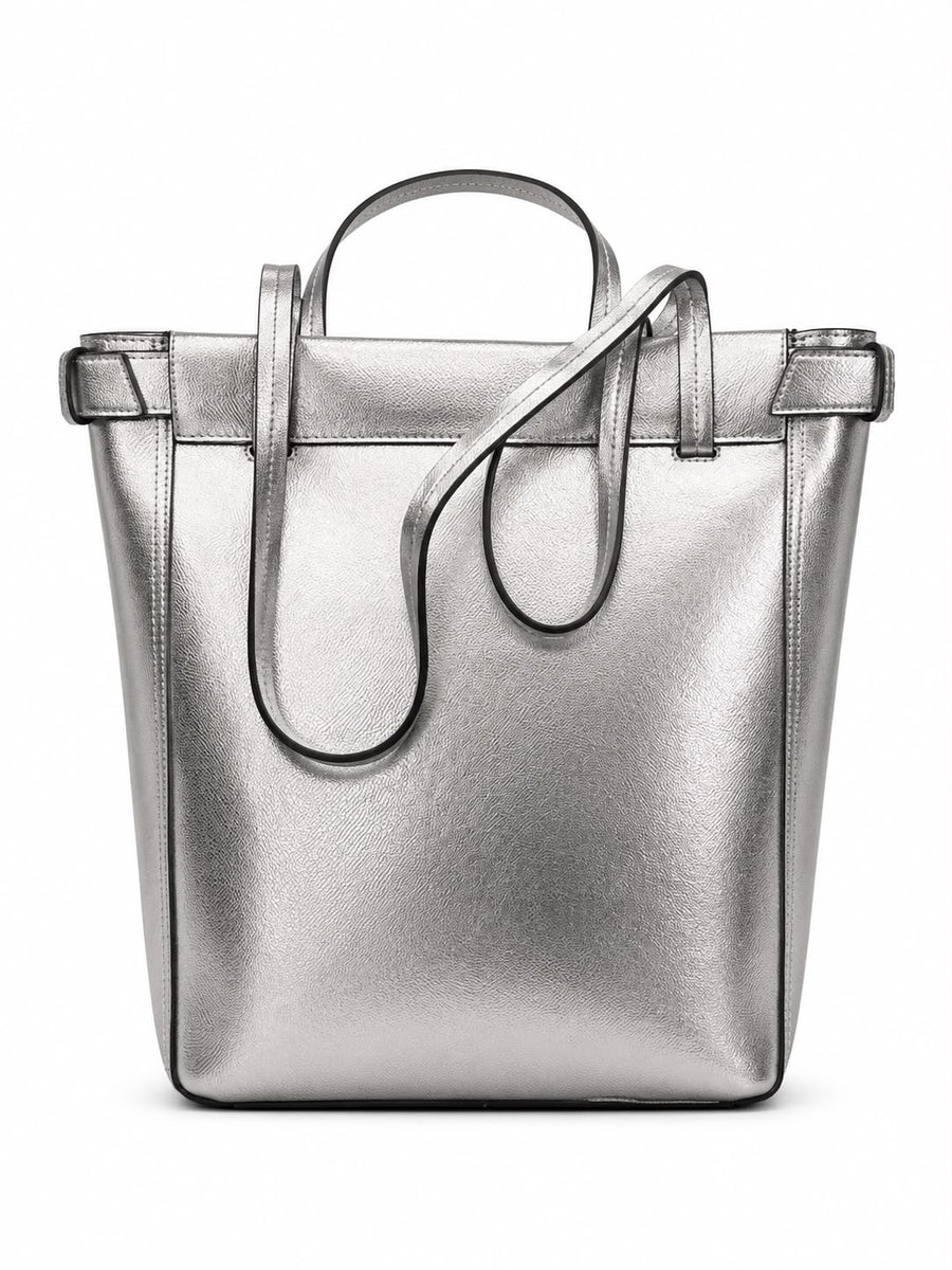 Shopping Bag Juicy Couture Argento Metallizzata con Charm Logo — 2/2
