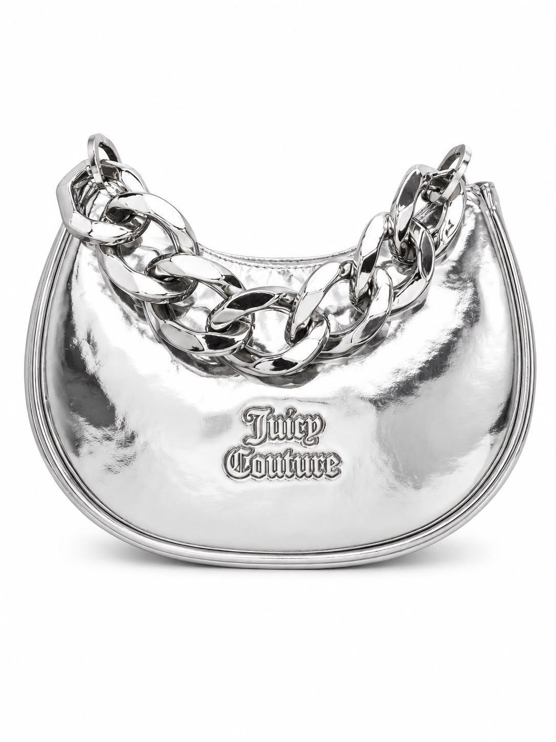 Borsa a Spalla Juicy Couture Argento Metallizzato con Maxi Catena