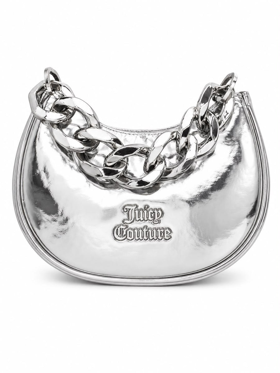 Borsa a Spalla Juicy Couture Argento Metallizzato con Maxi Catena — 1/2