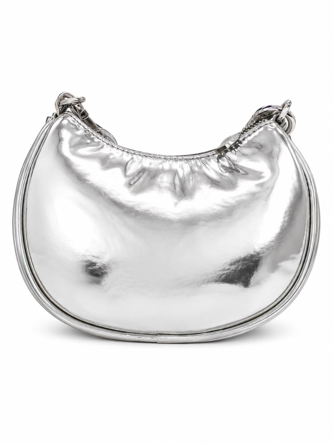 Borsa a Spalla Juicy Couture Argento Metallizzato con Maxi Catena