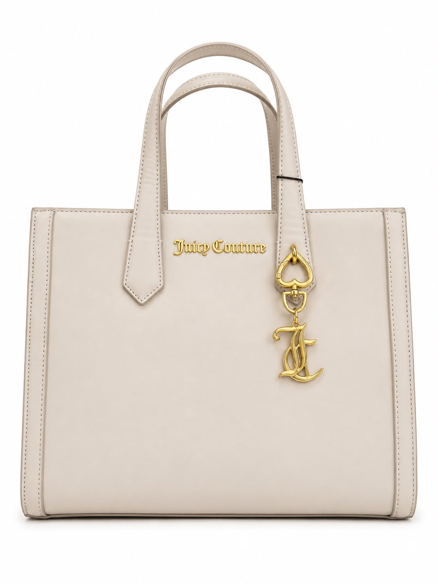 Borsa Shopping Juicy Couture Beige con Charm Logo Dorato — 1/2