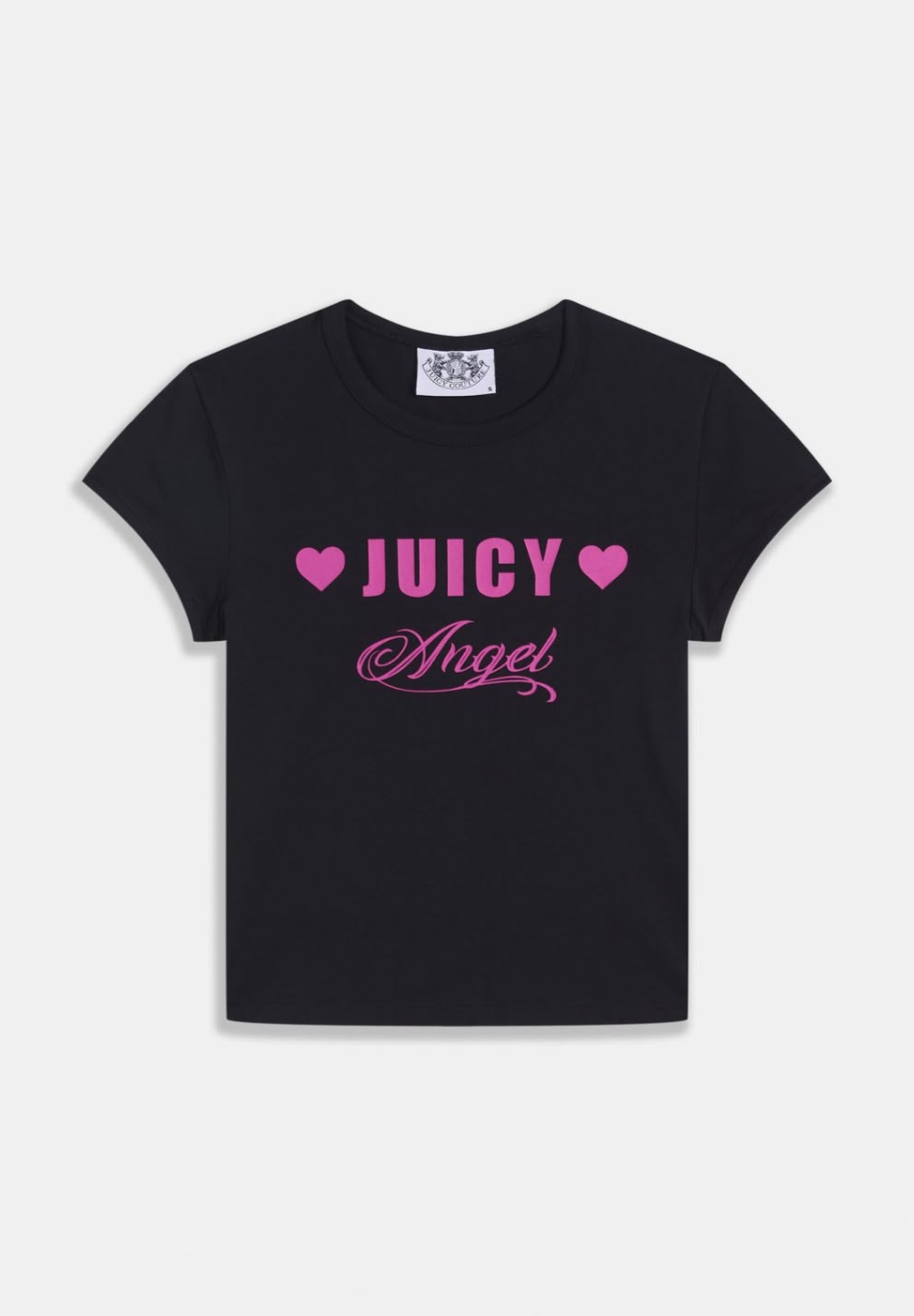 T-shirt Donna Juicy Couture "Juicy Angel" Nera con Stampa Rosa