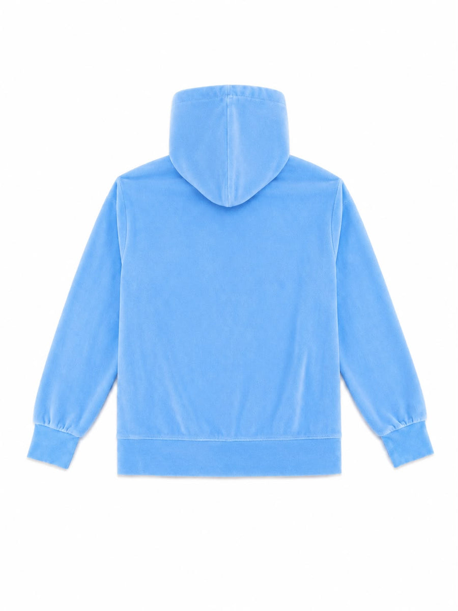 Felpa con Cappuccio Juicy Couture in Ciniglia con Zip – Azzurro Sky / Pesca — 2/4