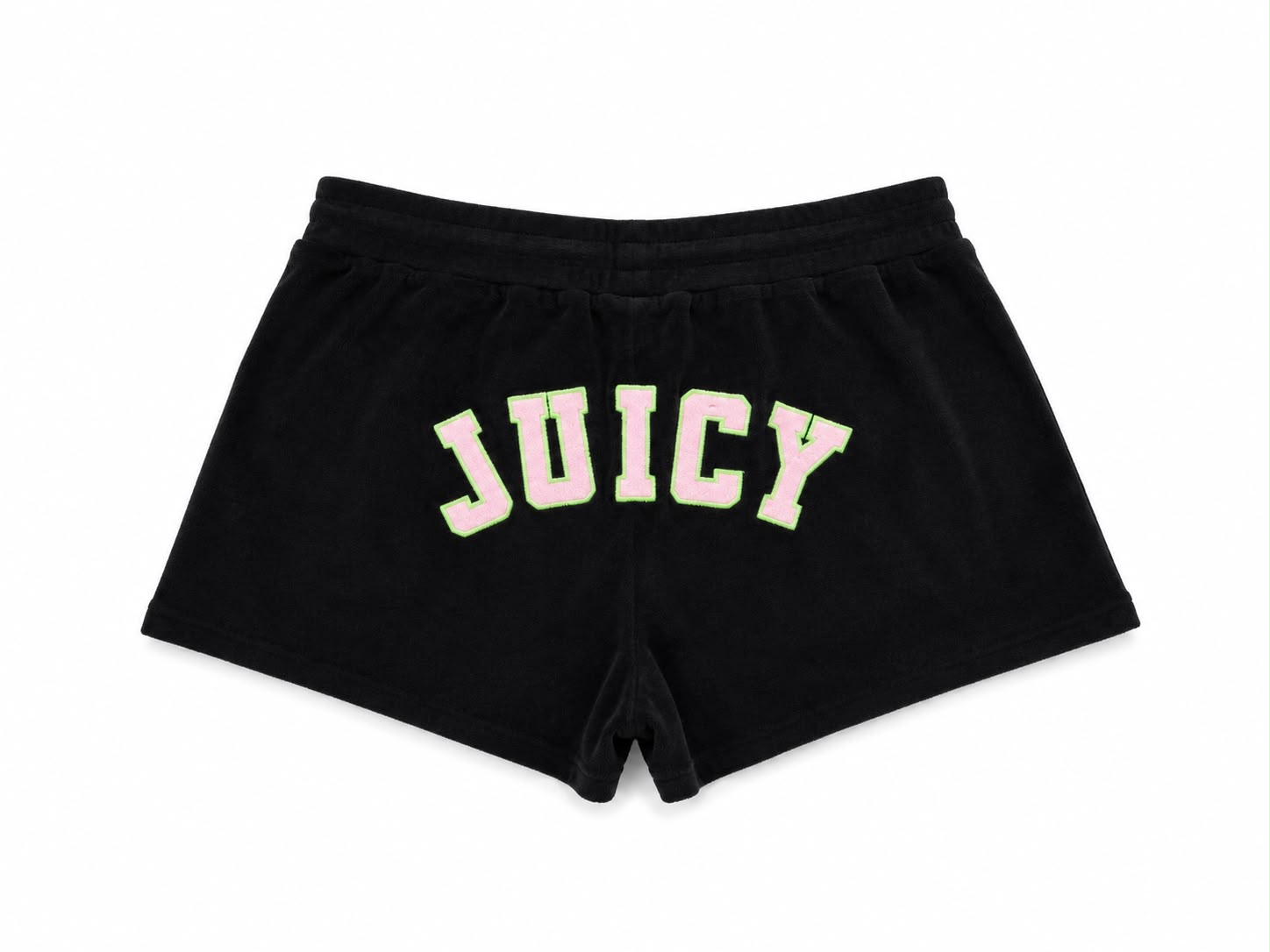 Pantaloncini Donna Juicy Couture in Spugna Neri con Logo Ricamato