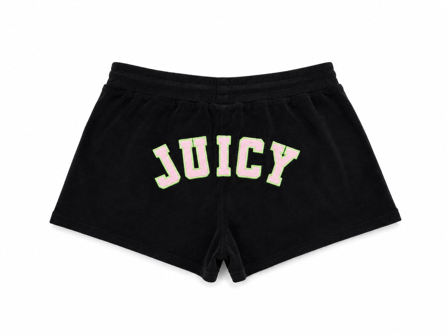 Pantaloncini Donna Juicy Couture in Spugna Neri con Logo Ricamato — 2/2
