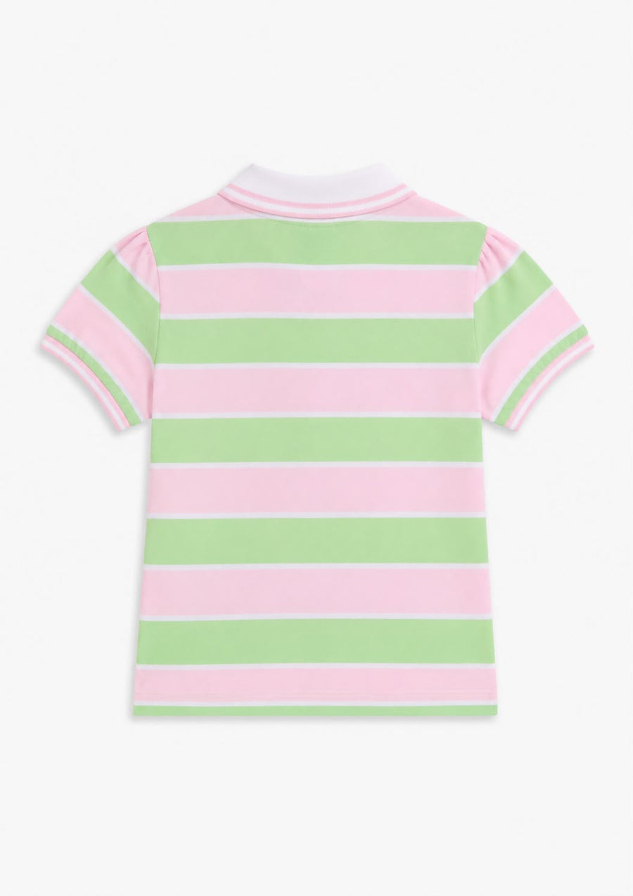 Polo Donna Juicy Couture a Righe Rosa e Verde con Logo Ricamato — 2/2