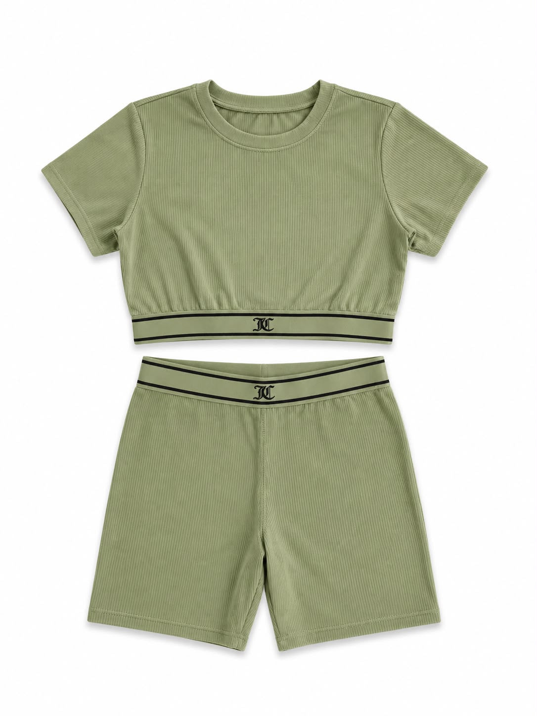 Completo Donna Juicy Couture Crop Top e Shorts a Coste