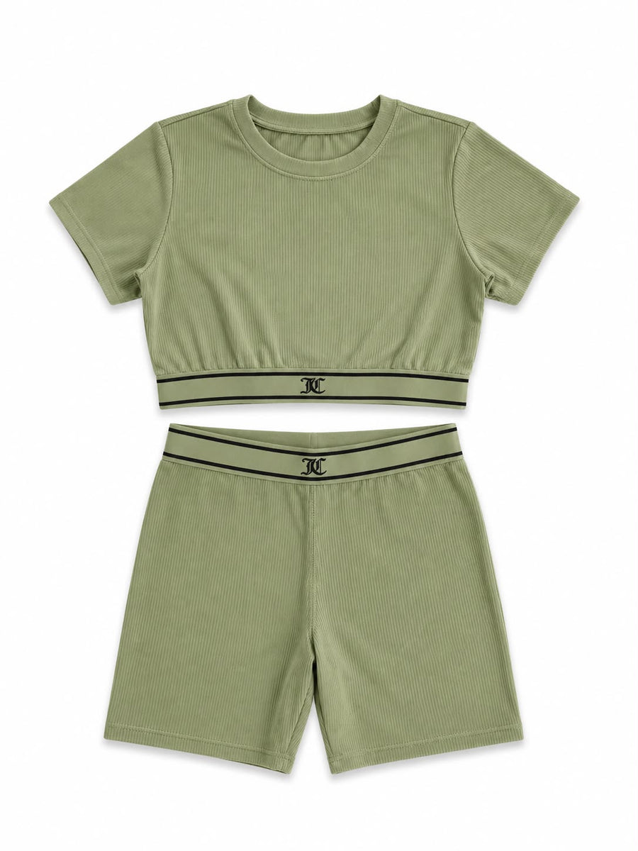 Completo Donna Juicy Couture Crop Top e Shorts a Coste — 1/2