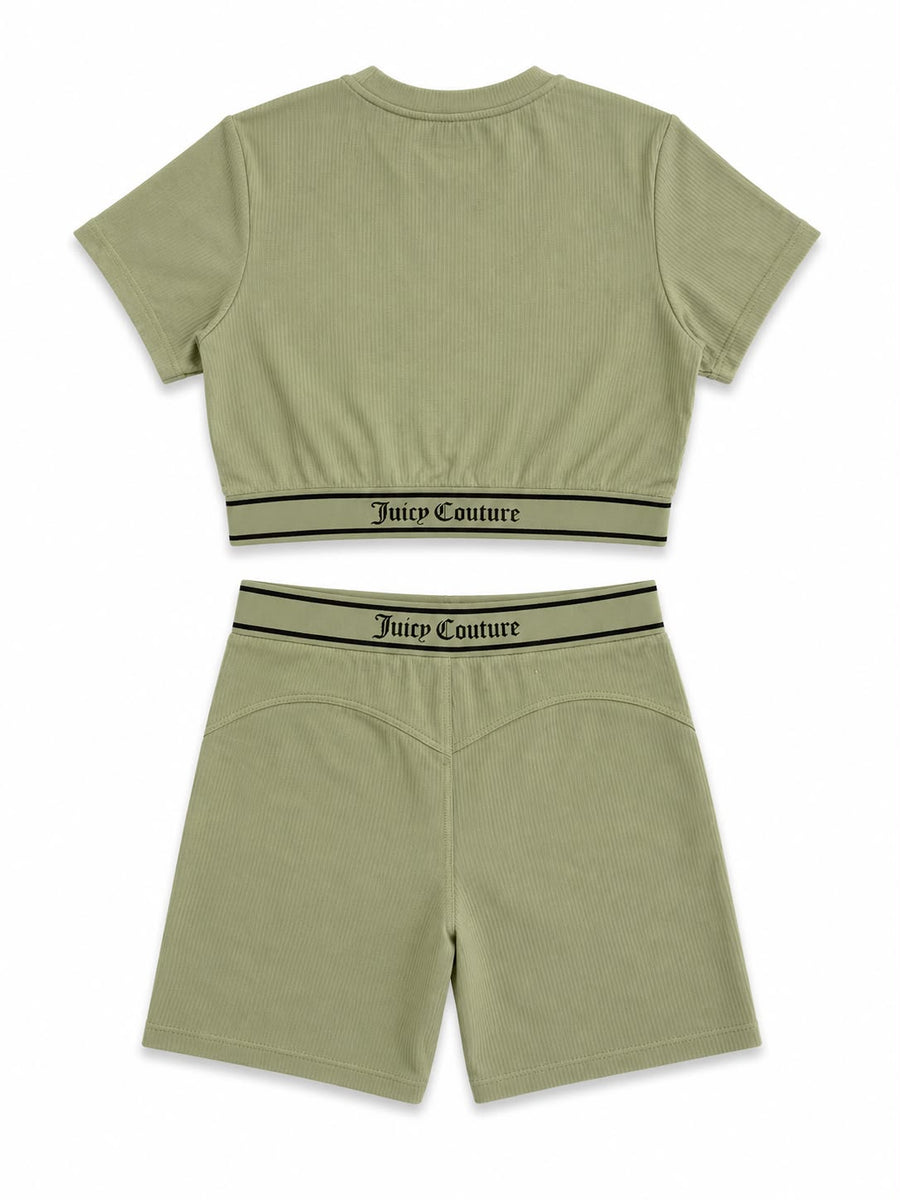 Completo Donna Juicy Couture Crop Top e Shorts a Coste — 2/2
