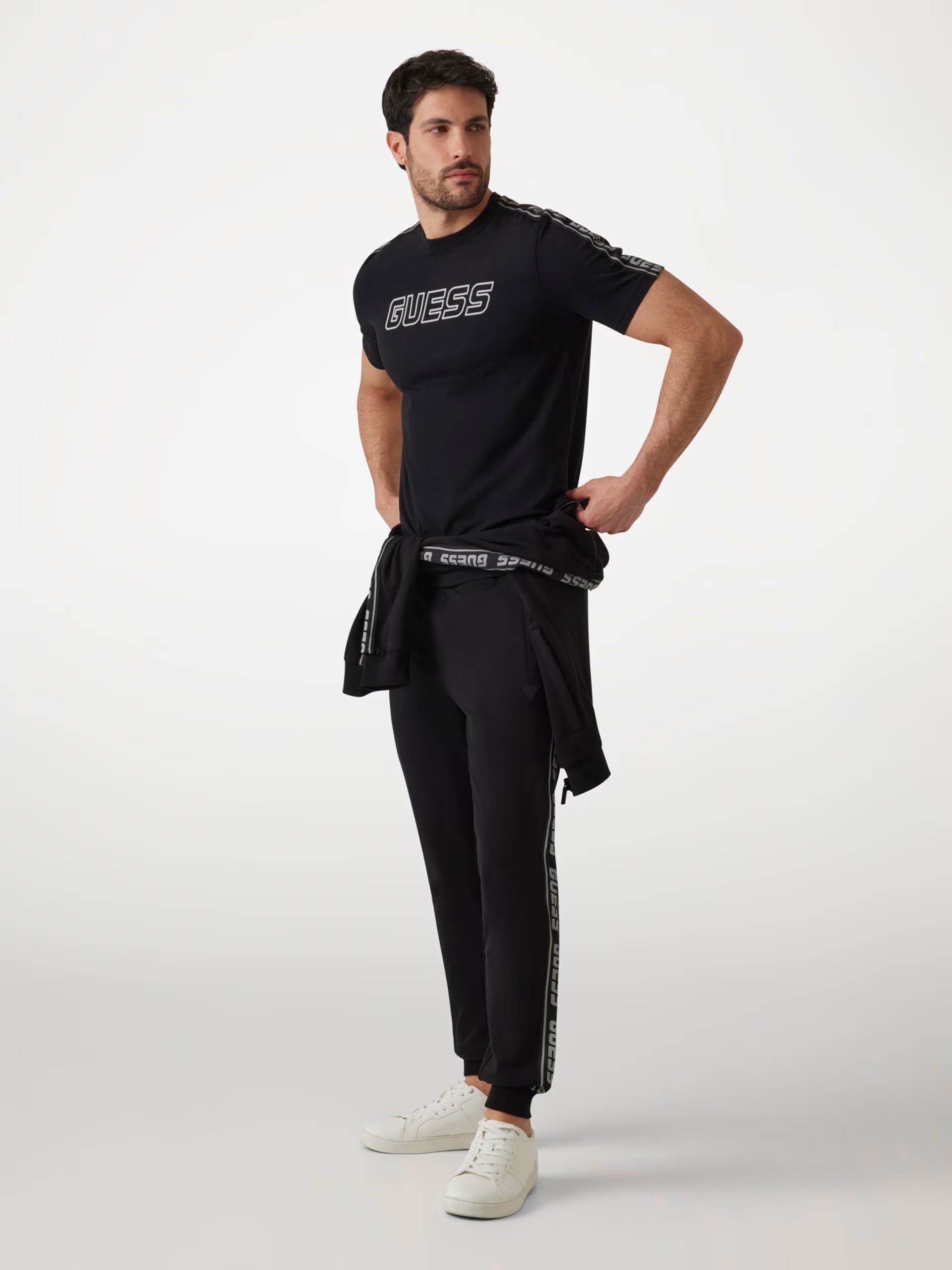 GUESS - T-SHIRT STRETCH LOGO FRONTALE