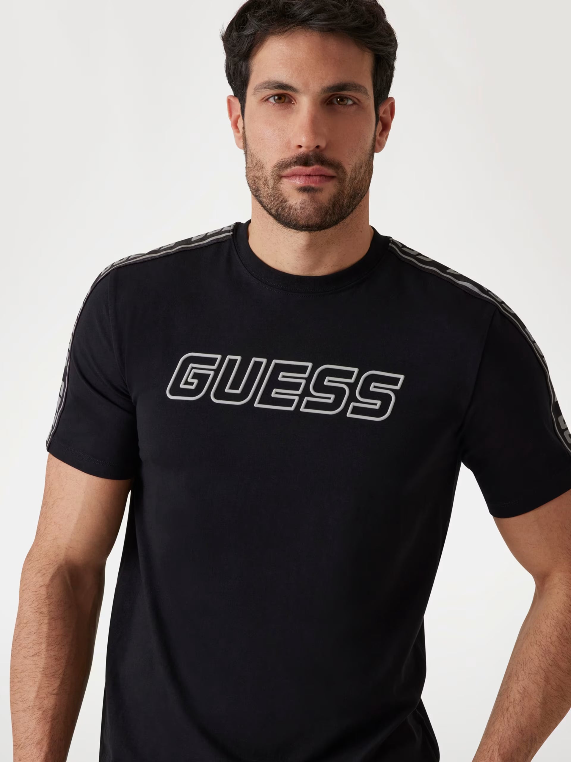 GUESS - T-SHIRT STRETCH LOGO FRONTALE