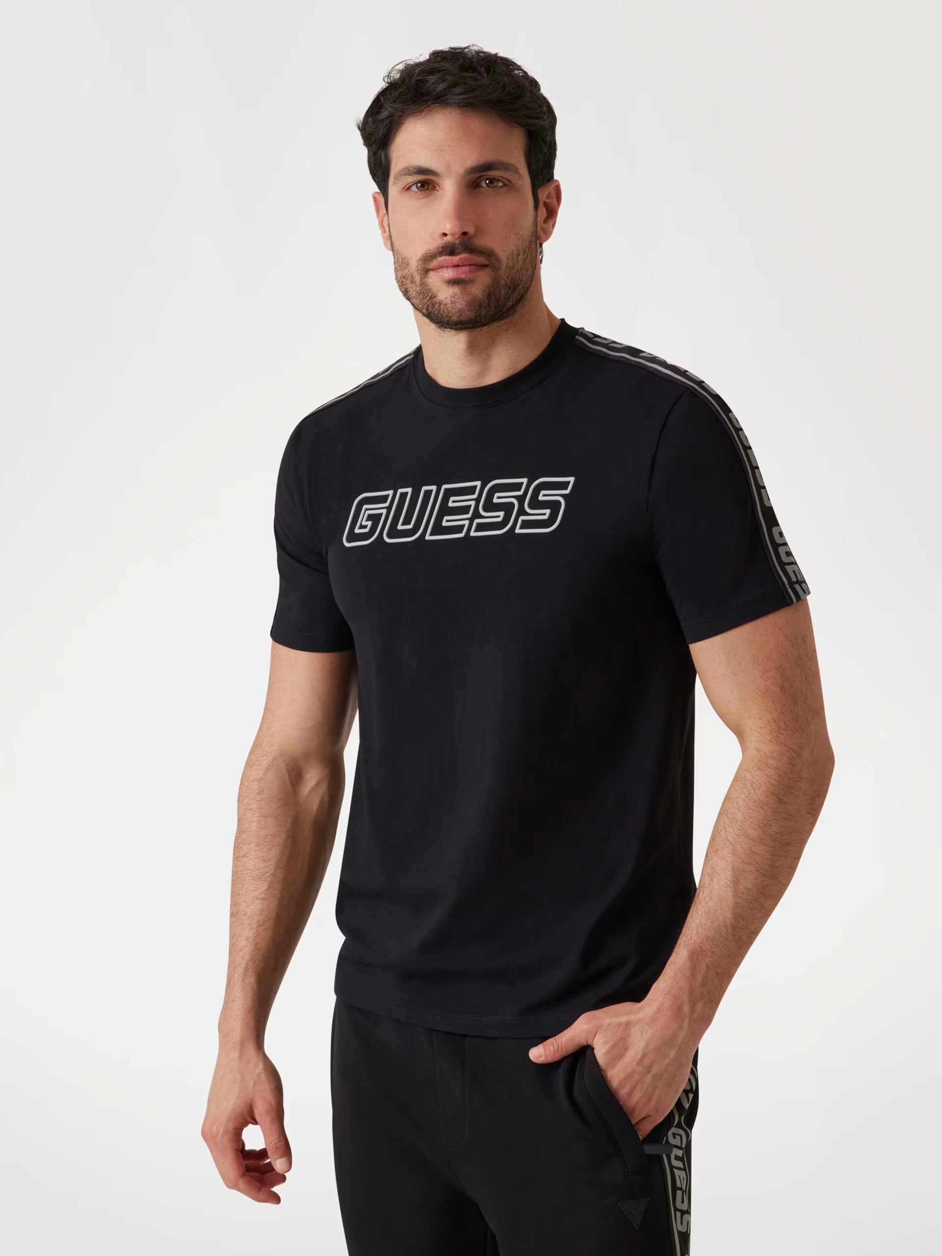 GUESS - T-SHIRT STRETCH LOGO FRONTALE
