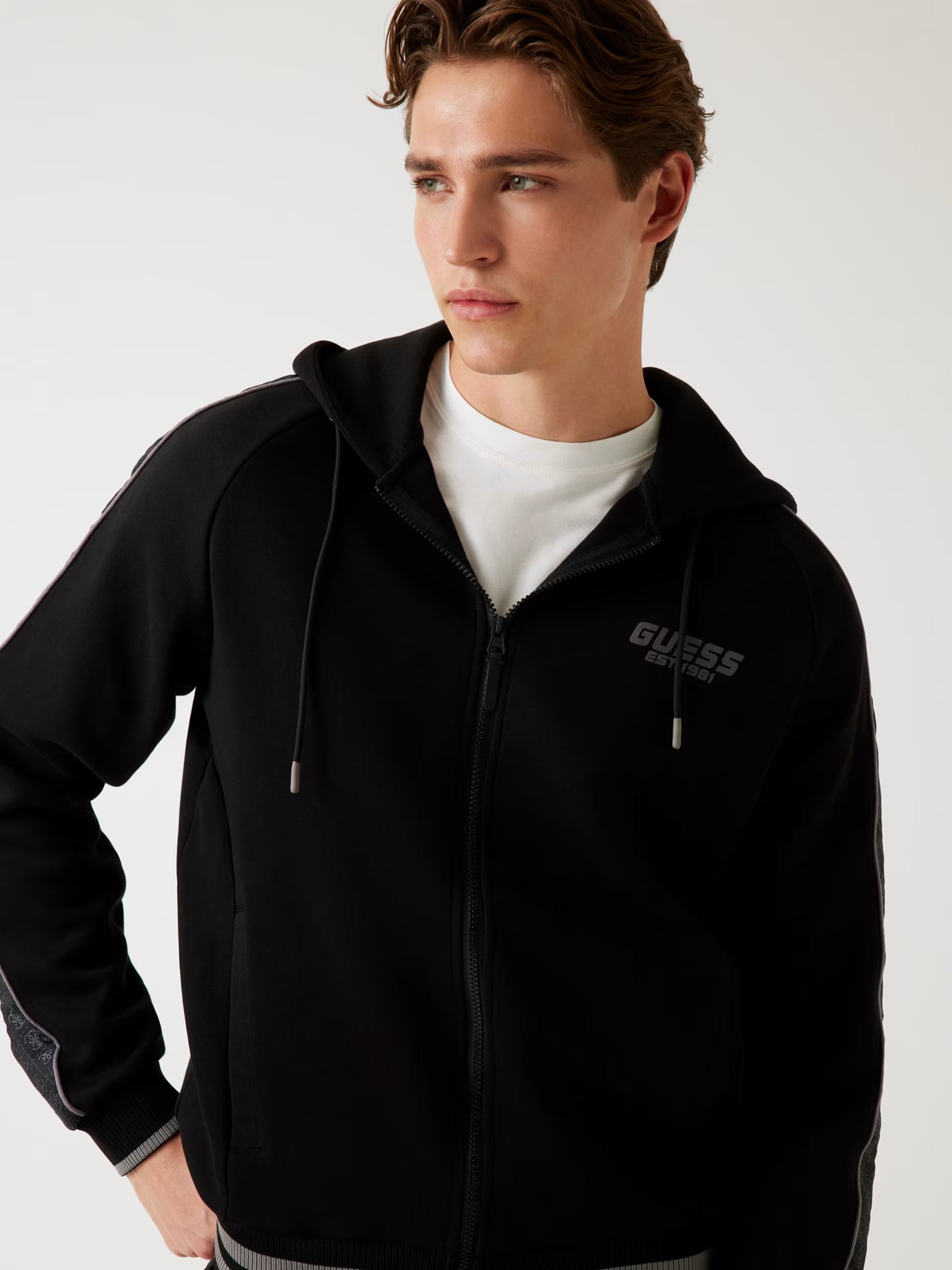 Felpa Guess - Felpa con zip intera cappuccio