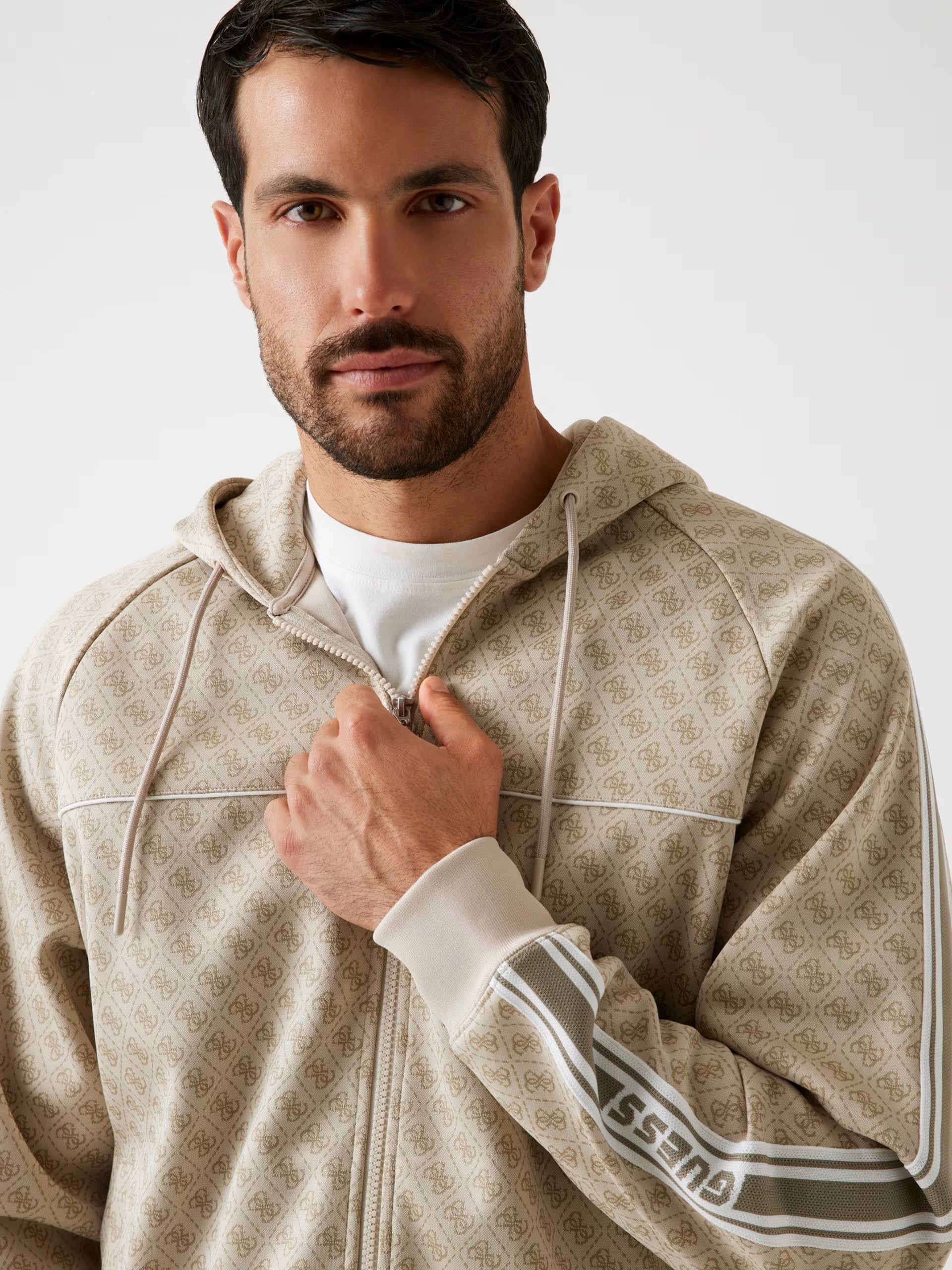GUESS - Felpa con zip intera logo 4G
