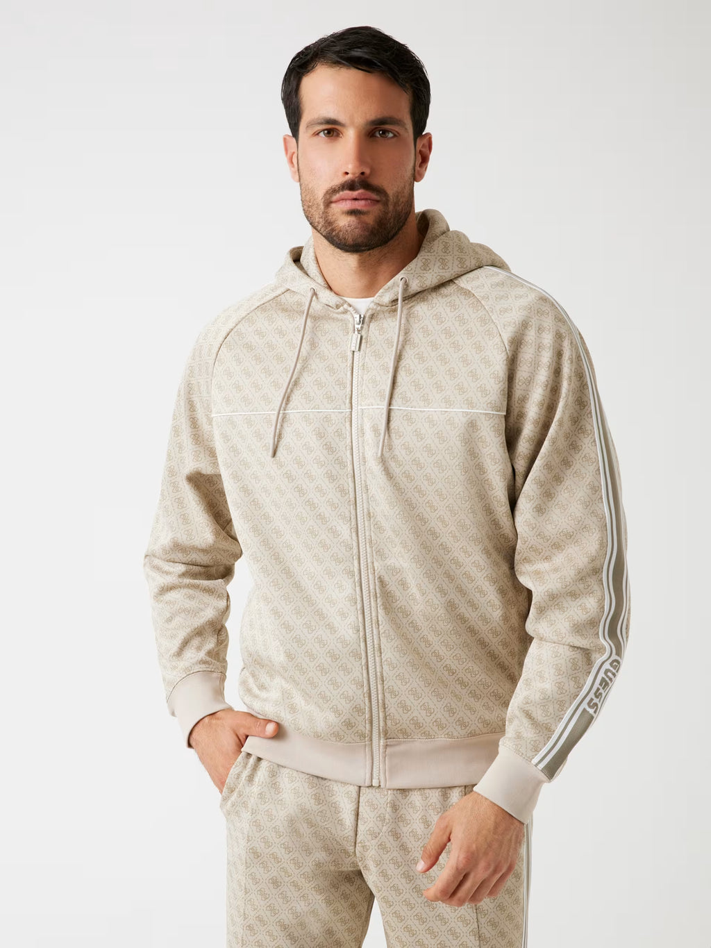GUESS - Felpa con zip intera logo 4G