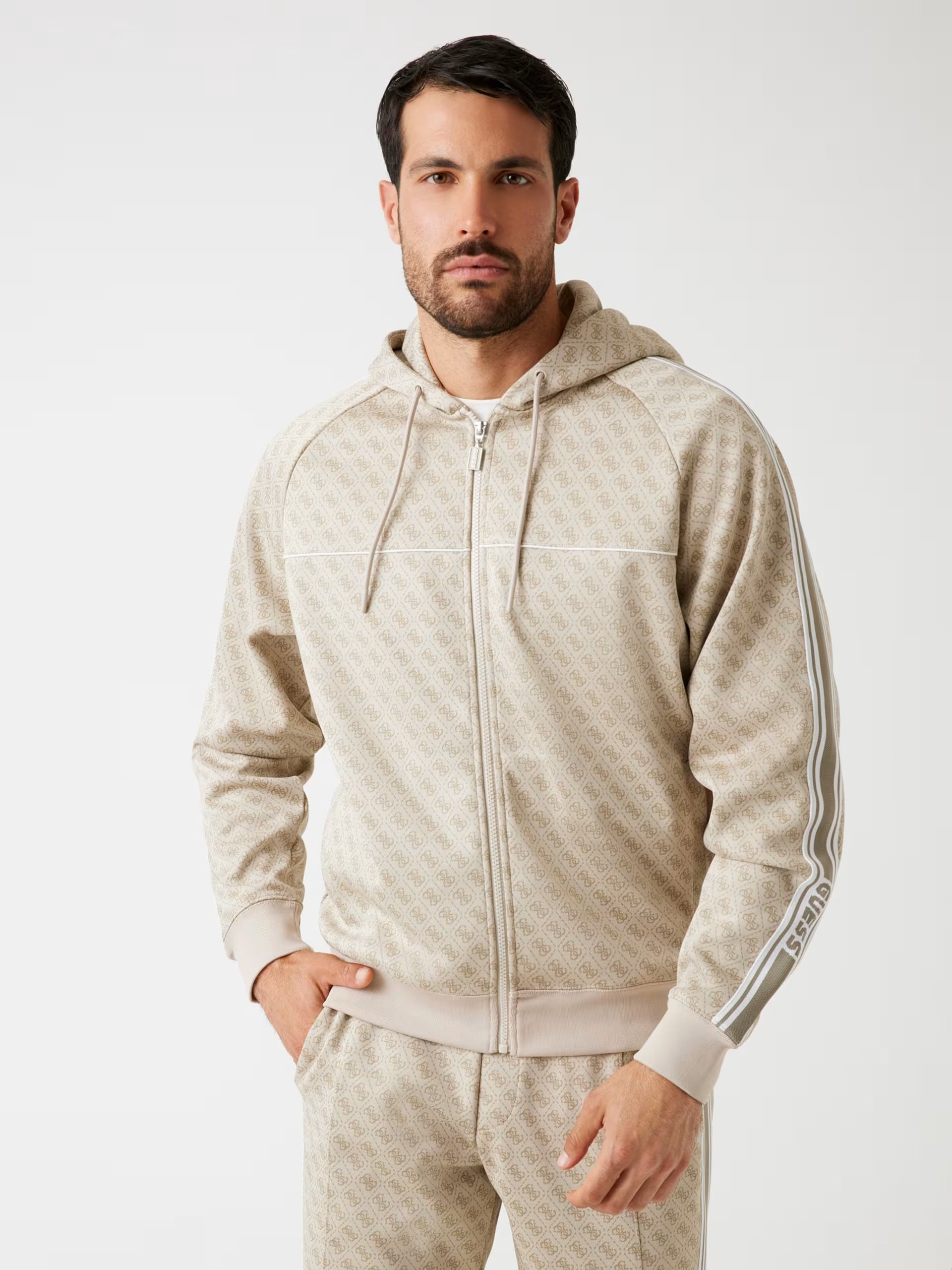 GUESS - Felpa con zip intera logo 4G