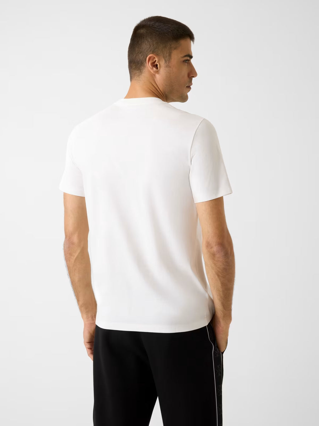 T-shirt Guess Uomo Bianca con Logo Frontale