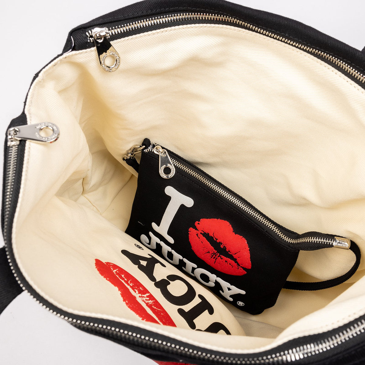 Borsa Shopper Juicy Couture "I ❤️ Juicy" Nera con Pochette Interna