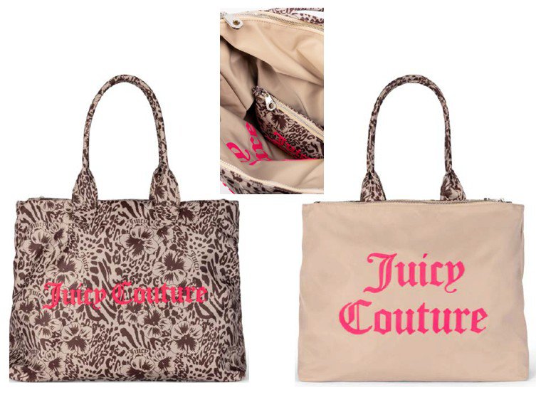 Borsa Shopper Juicy Couture Reversibile Beige Animalier con Pochette