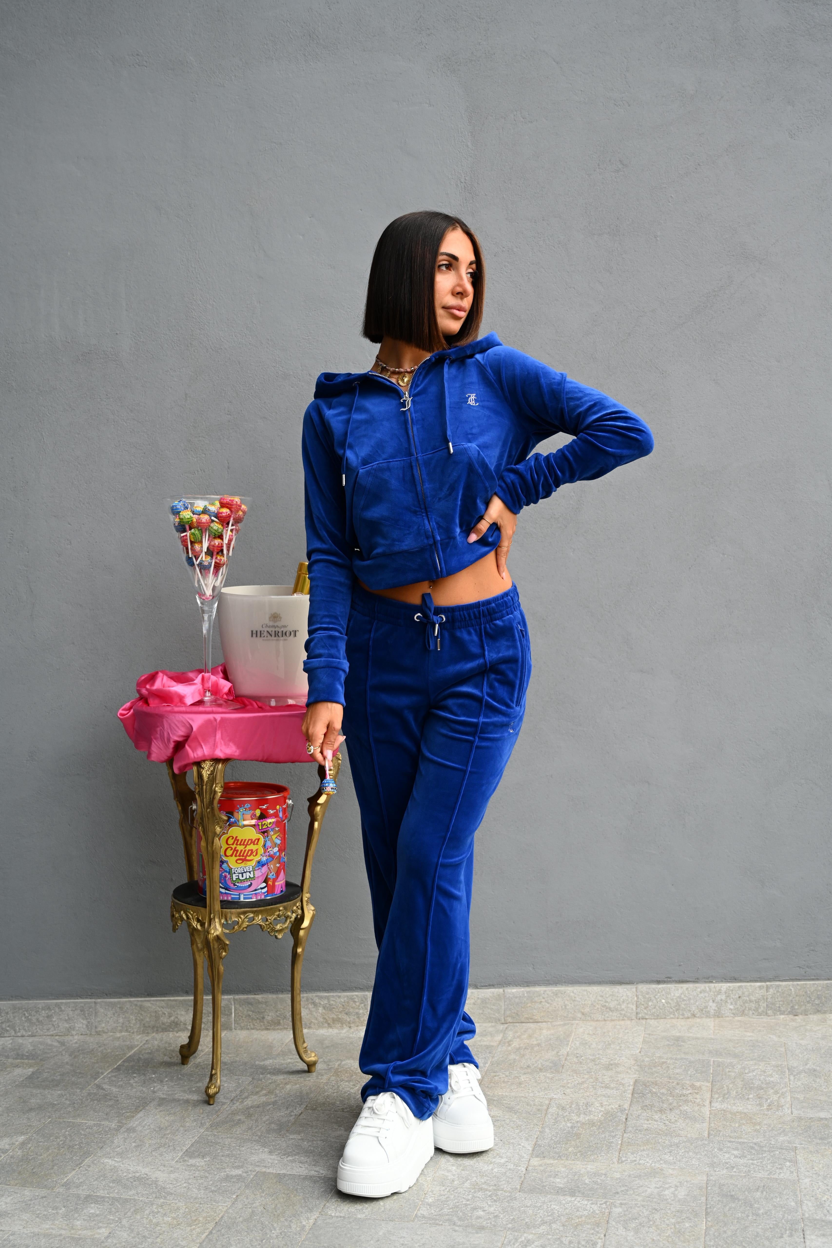 JUICY COUTURE - FELPA CON CAPPUCCIO FULL ZIP MADISON BLU